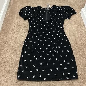 NWT Anthropologie Maeve Puff-Sleeve Keyhole Embroidered Mini Dress $178 Sz 6